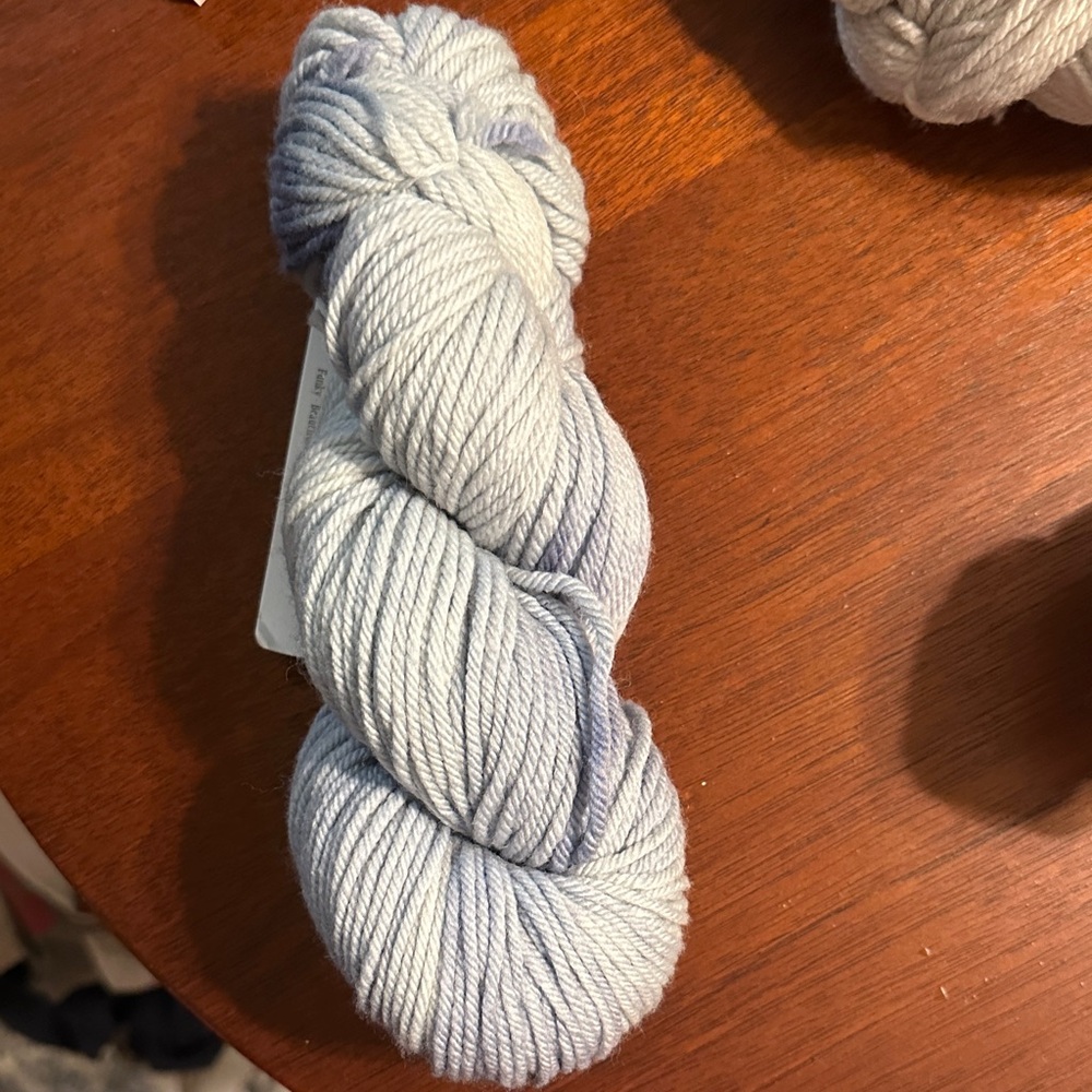 Light Blue Wool Yarn Worsted Weight Skein